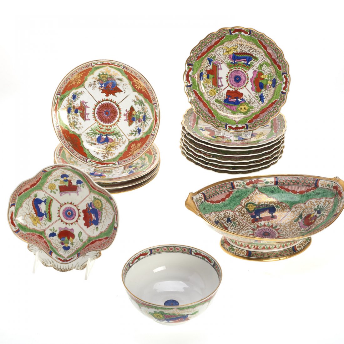 Rare Chamberlain's Worcester (15) pcs. partial set (1 of 10)