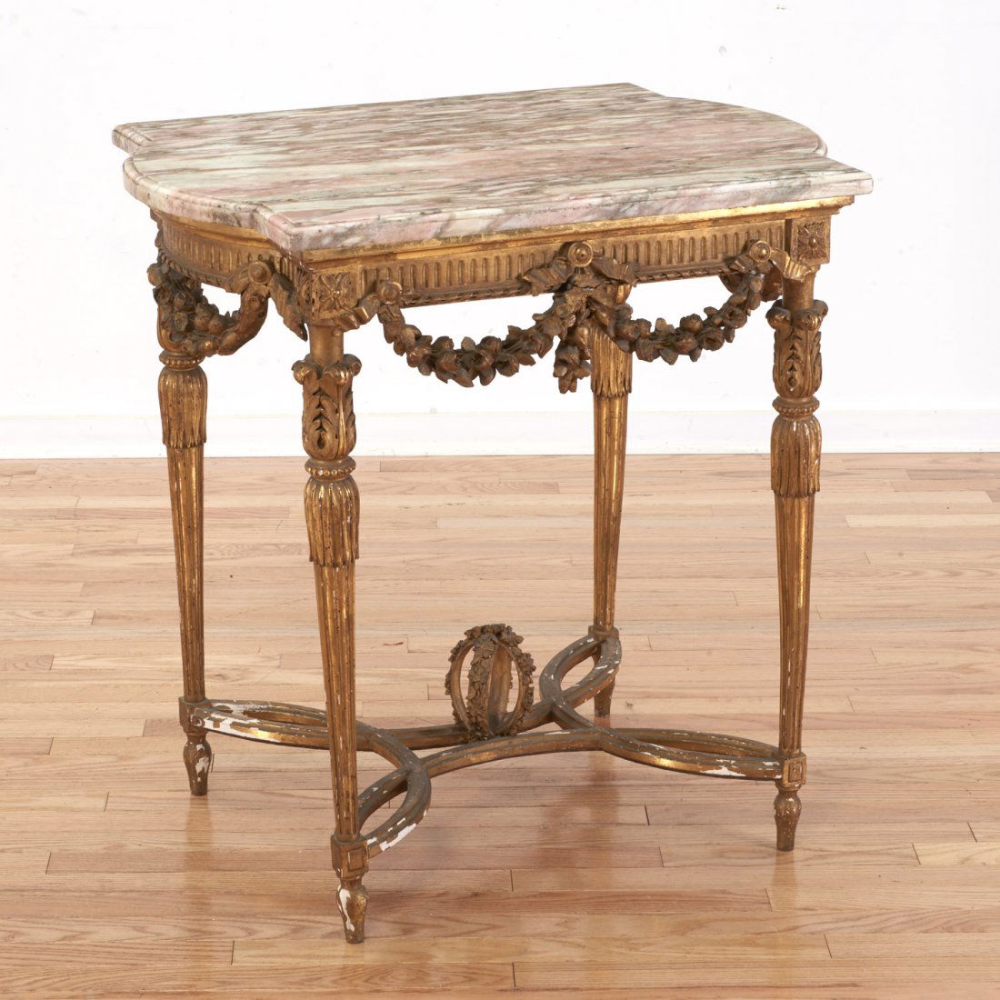 Louis XV giltwood marble top side table (1 of 7)