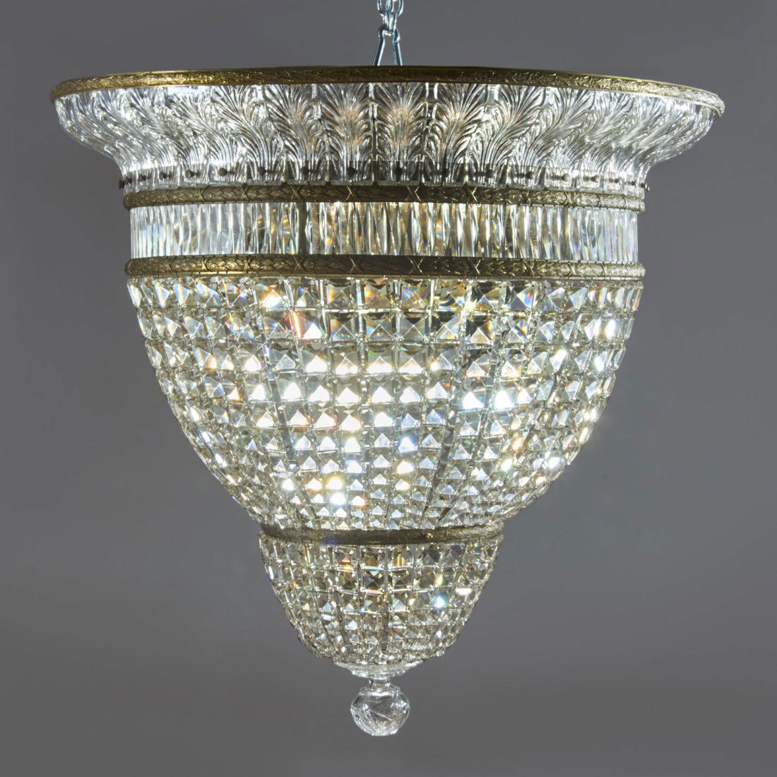 Nice Art Deco crystal, gilt bronze chandelier (1 of 5)