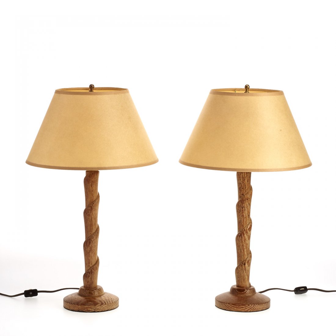 Pair Mid-Century French limed wood lamps (1 of 4)