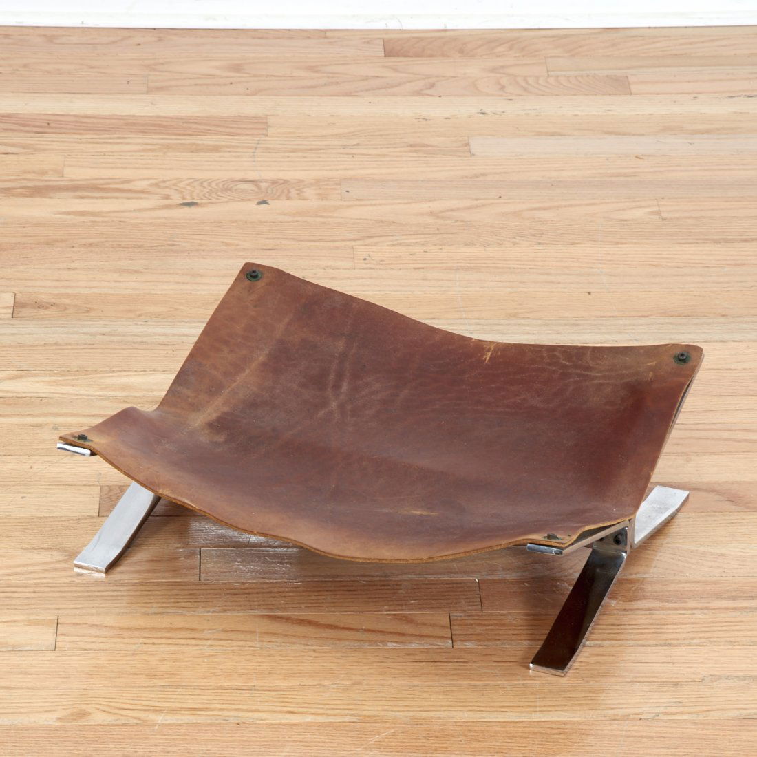 Ross Littell style steel and leather footstool (1 of 4)