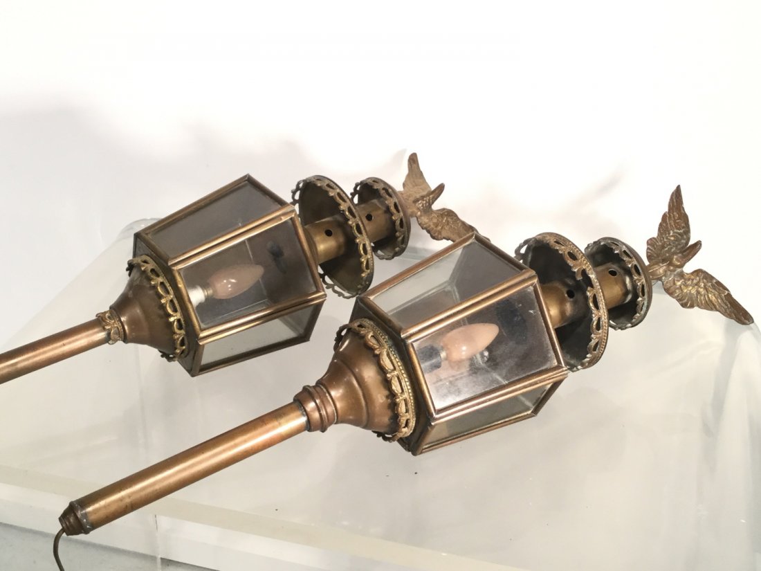 Pair old brass carriage lanterns (1 of 10)