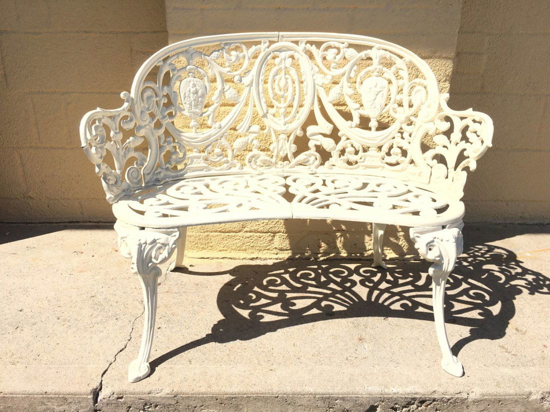Victorian style cast iron painted bench (1 of 10)