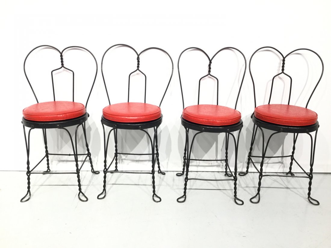 Set (4) French wrought iron cafe chairs (1 of 8)