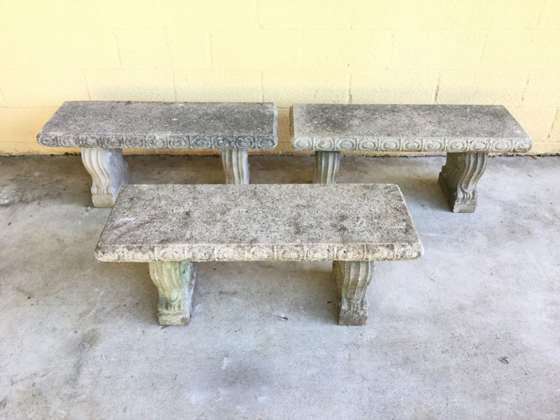 (3) cast stone garden benches (1 of 10)