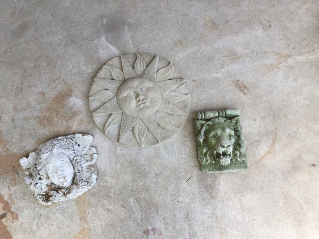 (3) Cast stone garden decorations (1 of 8)