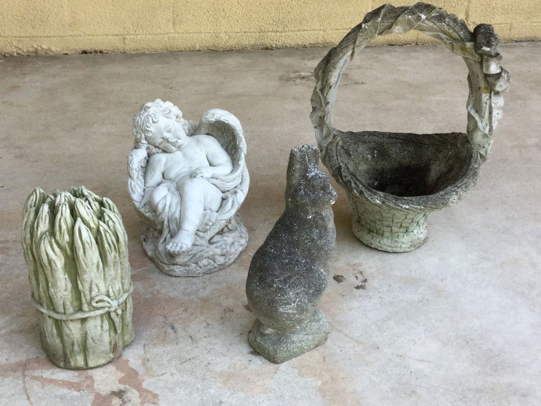 Group cast stone and composition garden ornament (1 of 10)