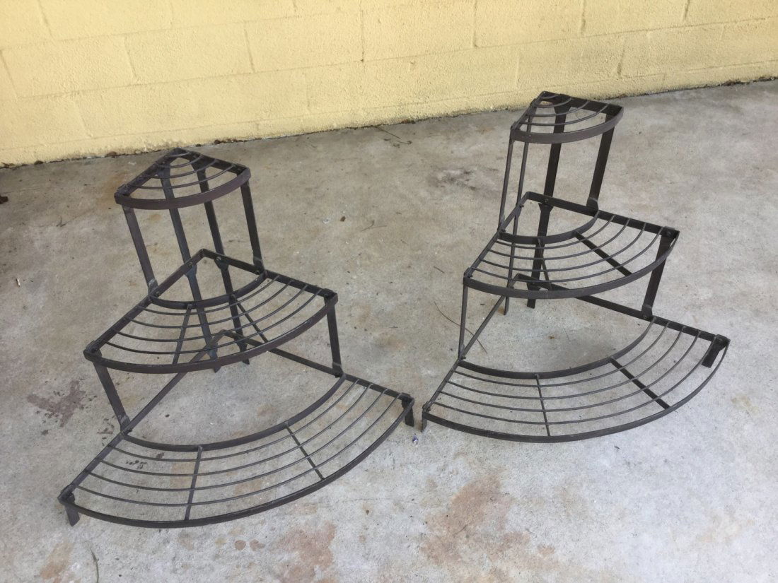 Pair wrought iron corner plant stands (1 of 7)
