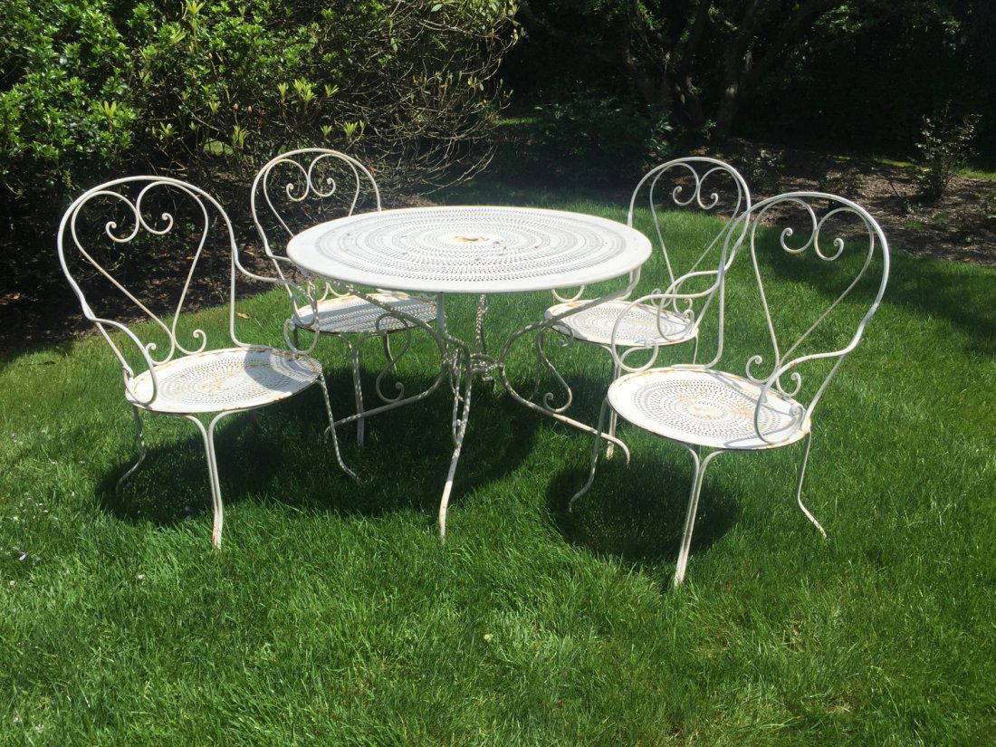 Vintage (5)-piece wrought iron patio dining suite (1 of 7)