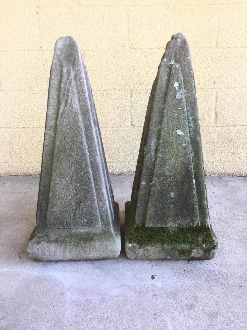 Pair old cast stone garden obelisks (1 of 9)