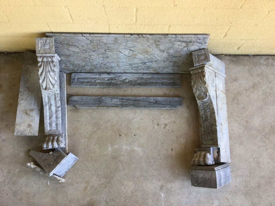 Neo-Classical gray marble fireplace surround (1 of 7)