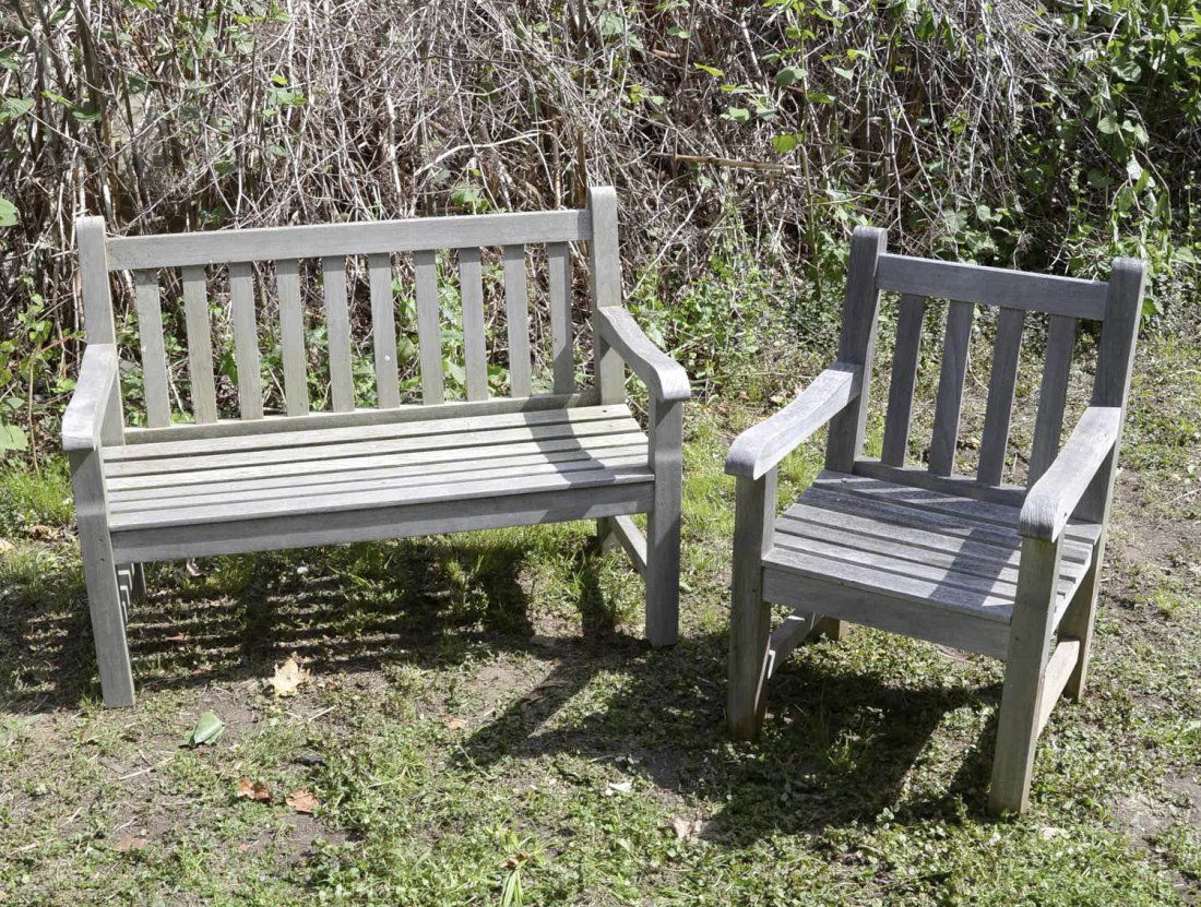 Barlow Tyrie teak patio settee and armchair (1 of 6)