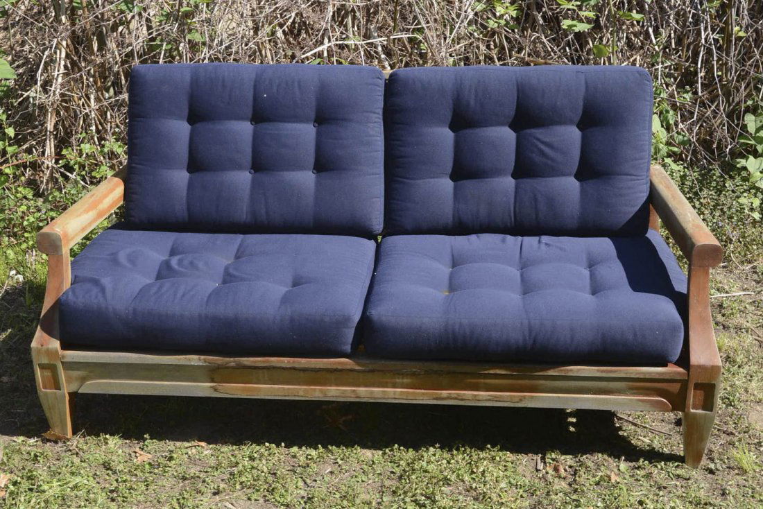 Neo-Classical style teak settee (1 of 7)