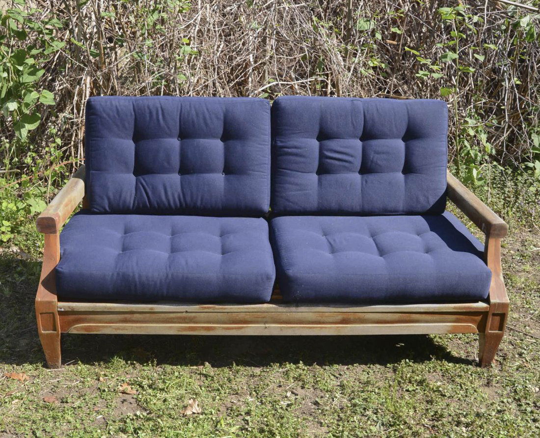 Neo-Classical style teak settee (1 of 6)