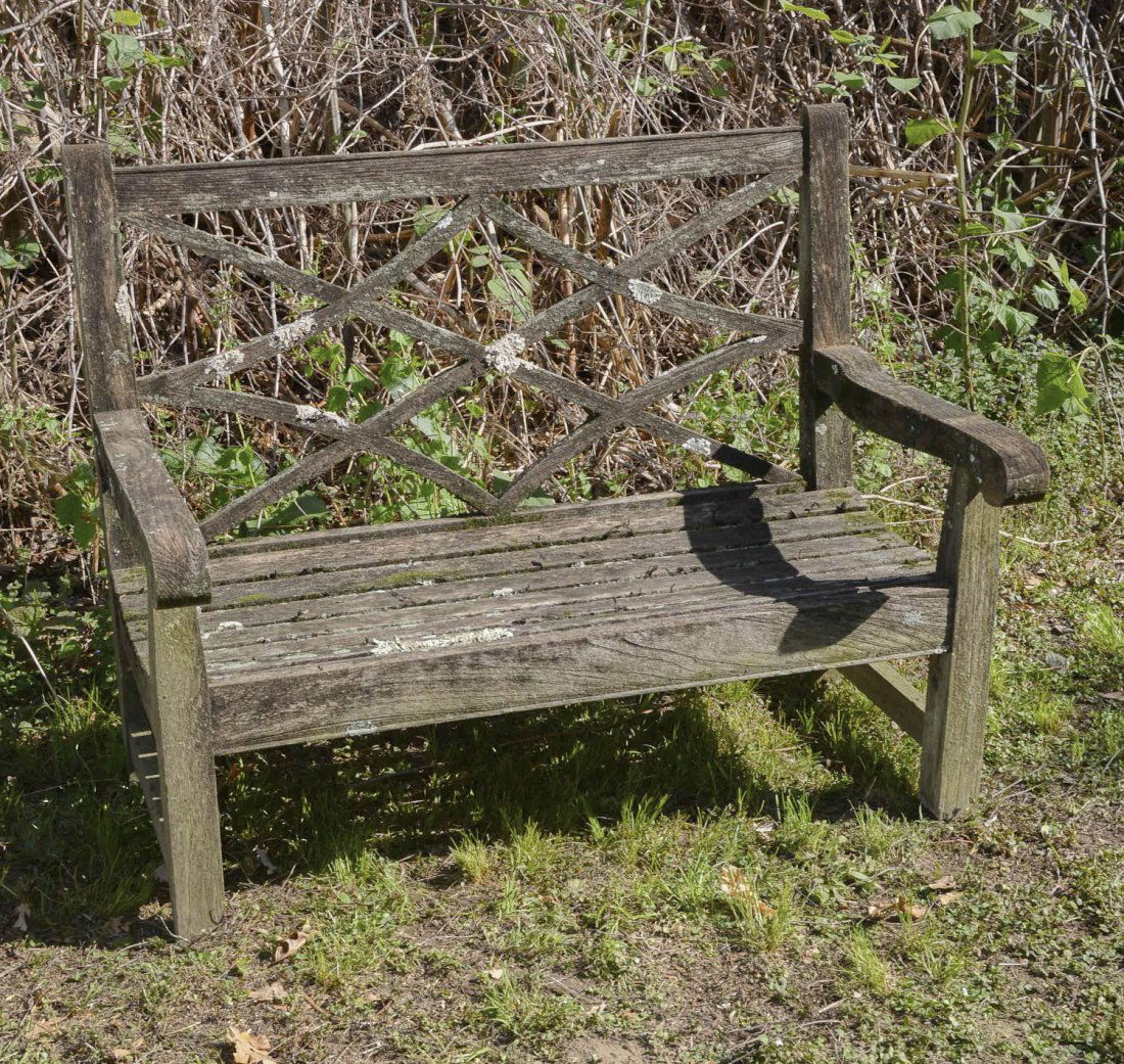 Teakwood garden bench by Henry Hall, CA (1 of 6)