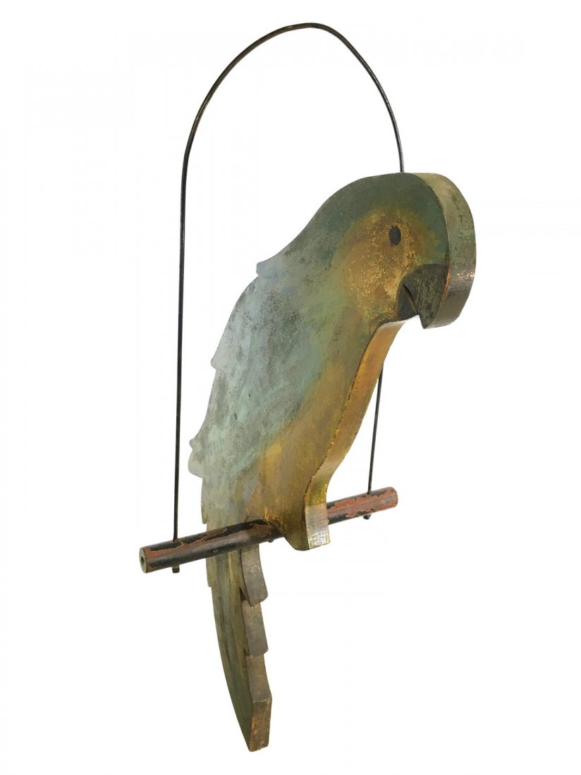 Old polychromed wood parrot trade sign (1 of 8)