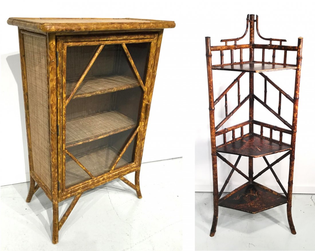 Brighton Pavilion style bamboo cabinet and shelf (1 of 8)