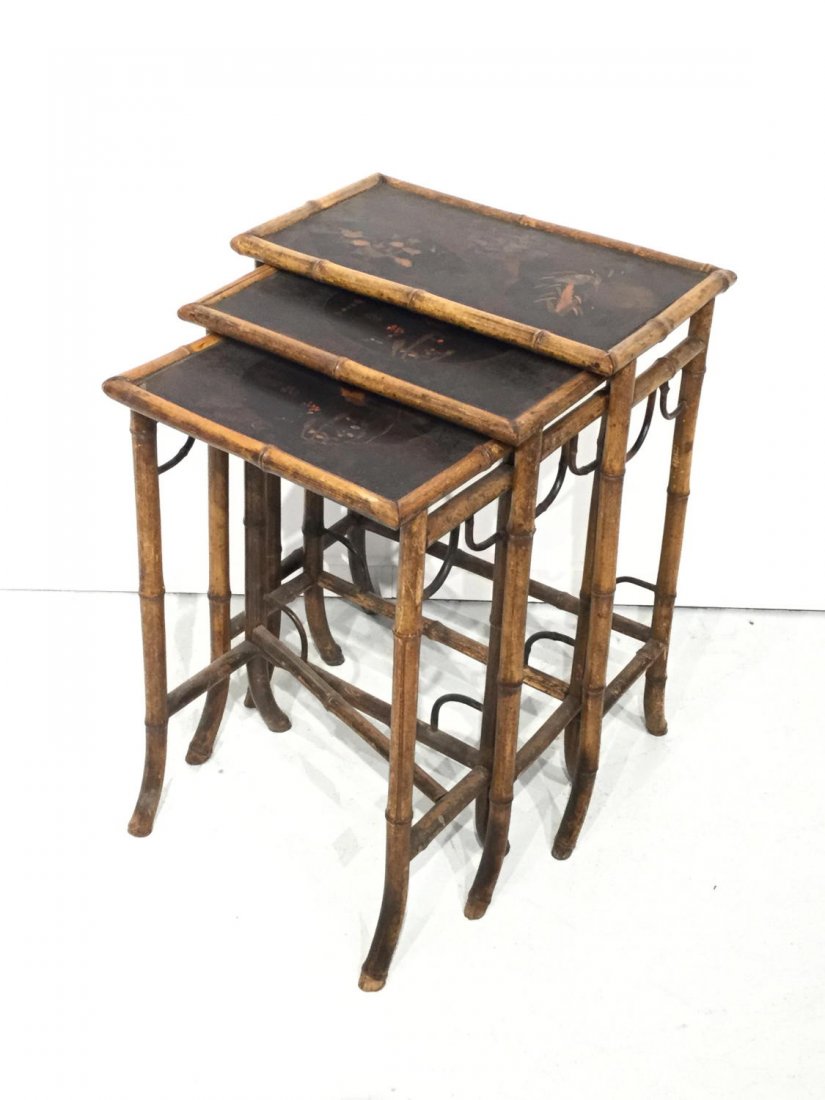 (3) Brighton Pavilion style bamboo nesting tables (1 of 10)