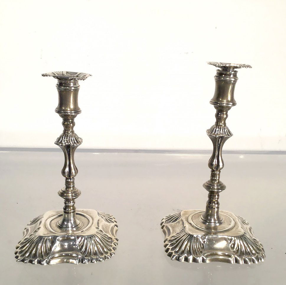 Pair Victorian sterling silver tapersticks (1 of 9)