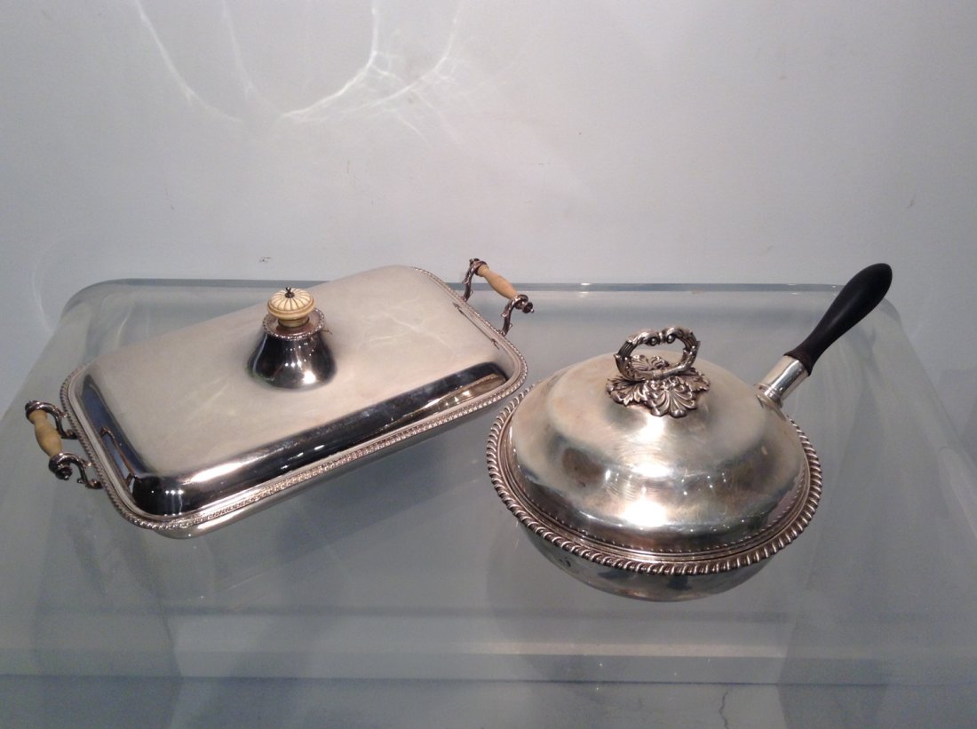 (2) silver plated chafing dishes incl. Boulton (1 of 8)