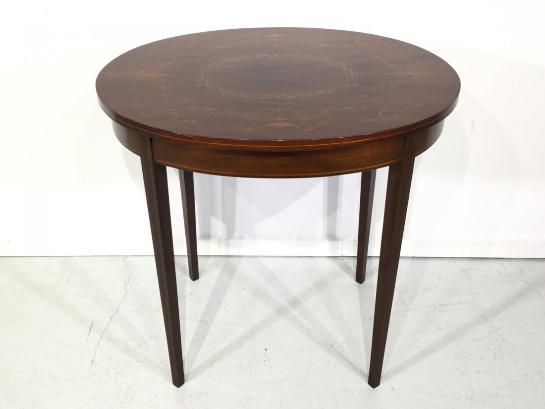 Edwardian mahogany inlaid table (1 of 8)
