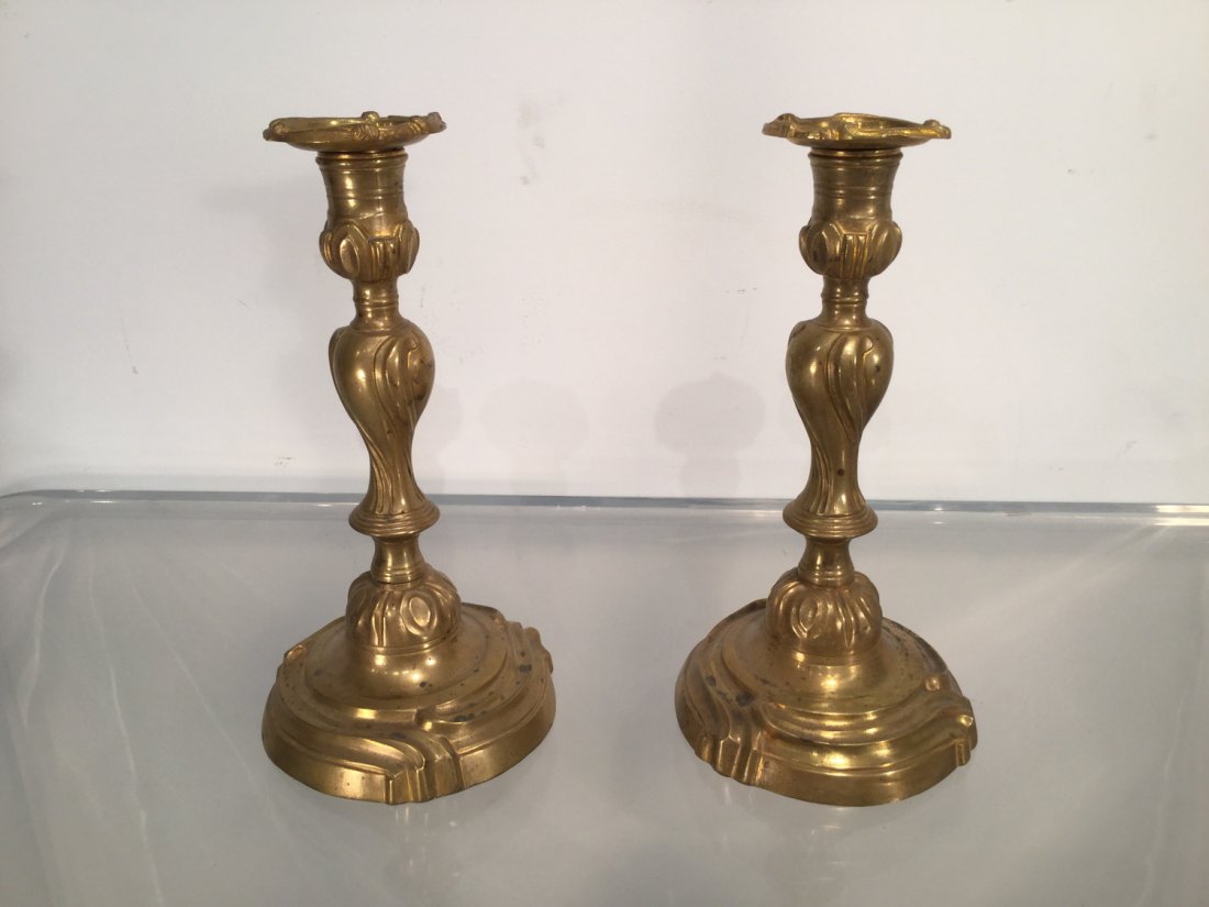 Pair George III style brass candlesticks (1 of 8)