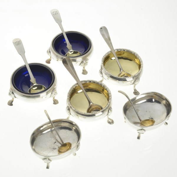 (6) Georgian sterling open salt cellars (1 of 8)