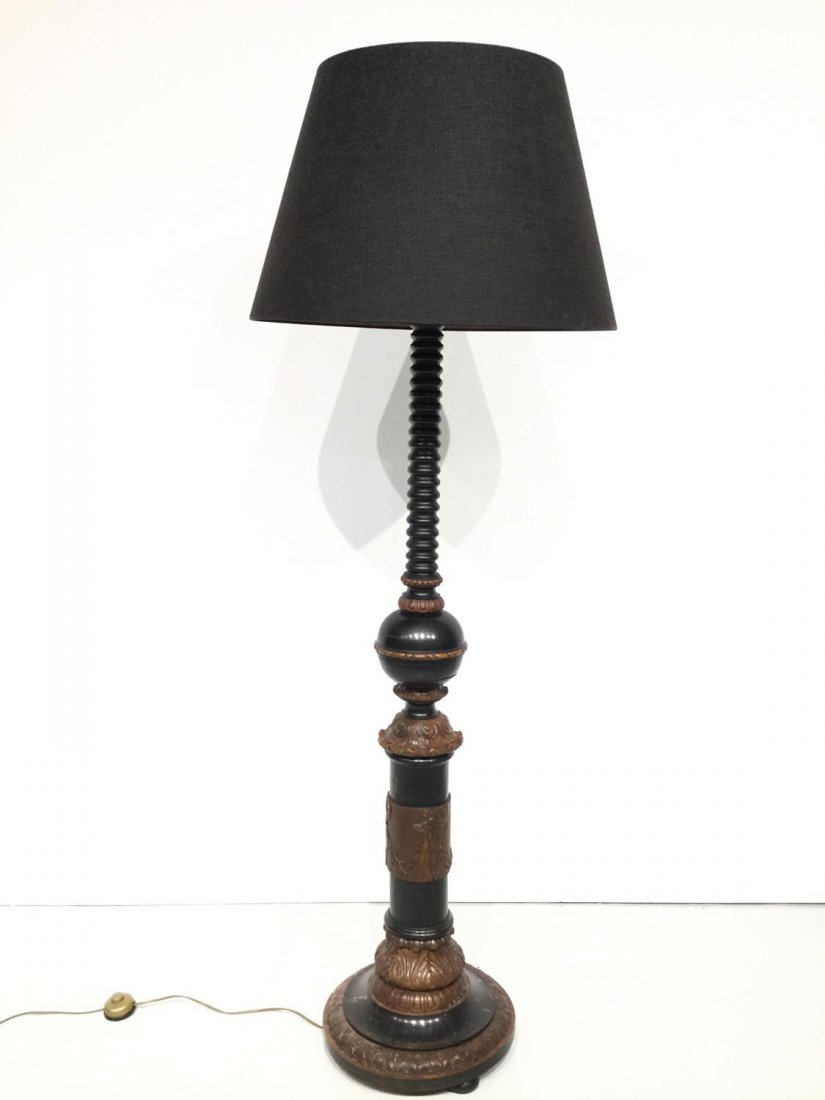 Large Flemish carved wood floor lamp (1 of 5)
