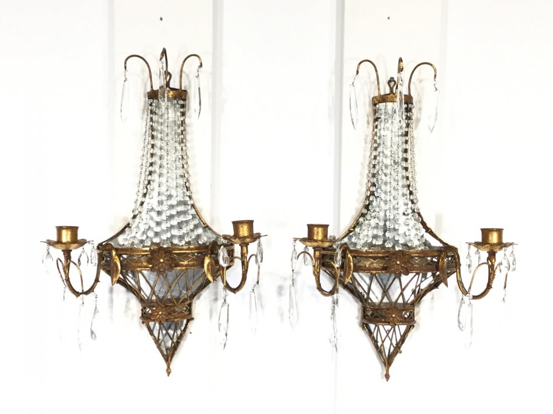 Pair Italian Neo-Classical style basket sconces (1 of 7)
