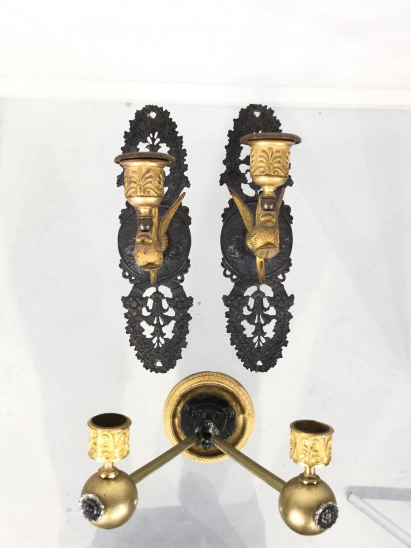 (3) Empire bronze wall sconces (1 of 10)
