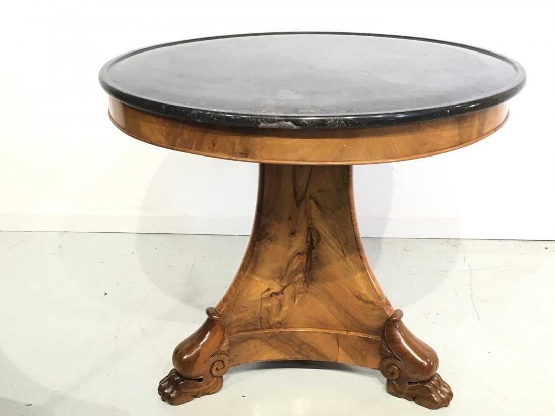 Charles X marble top walnut center table (1 of 10)