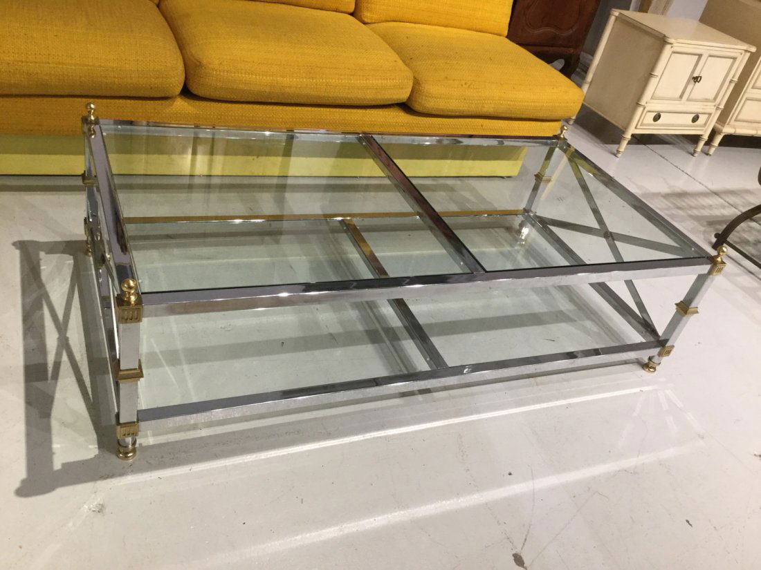 John Vesey style brass, steel coffee table (1 of 3)