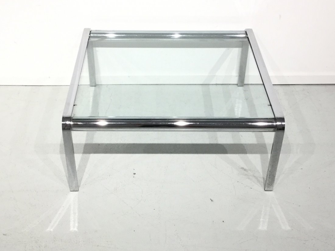 Modernist chrome plated steel coffee table (1 of 5)