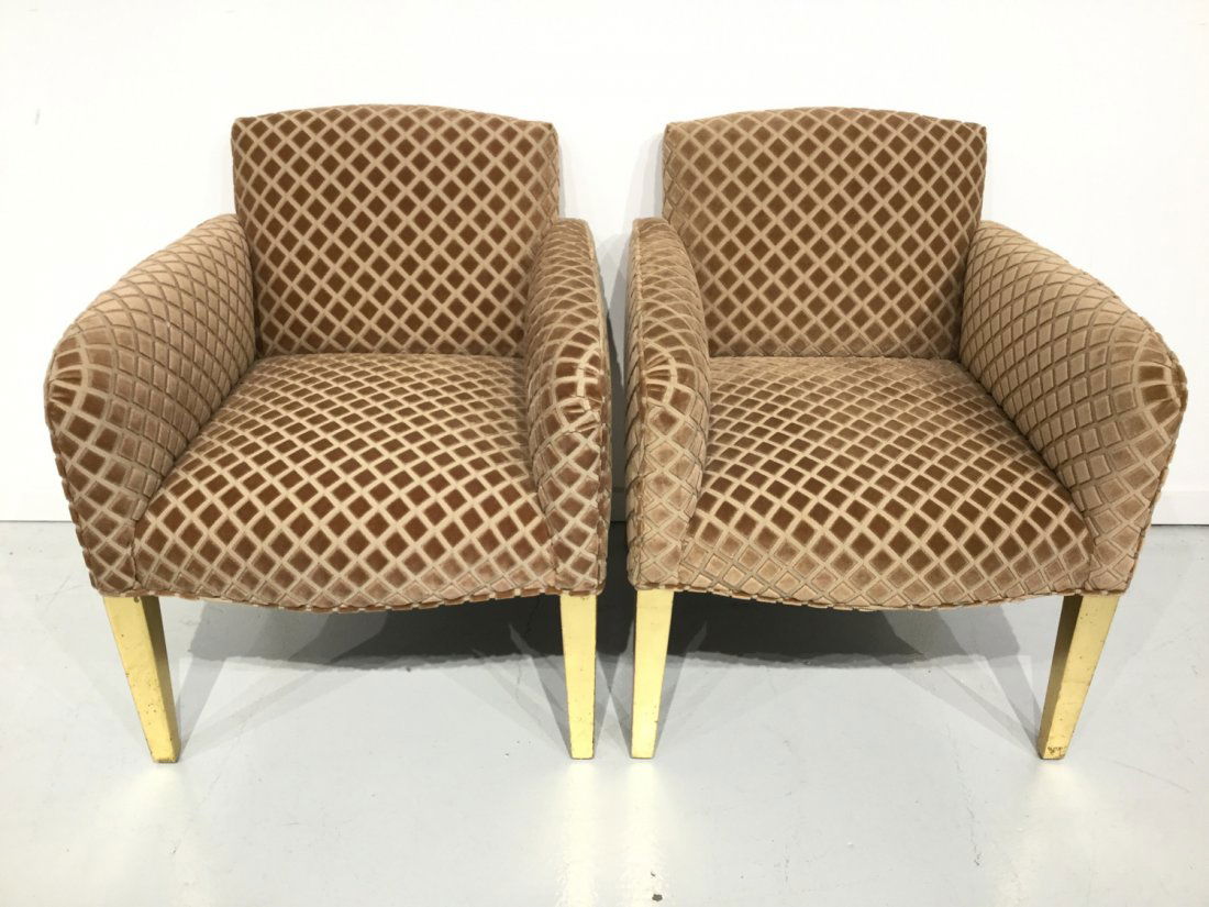 Pair Donghia style parcel gilt armchairs (1 of 8)