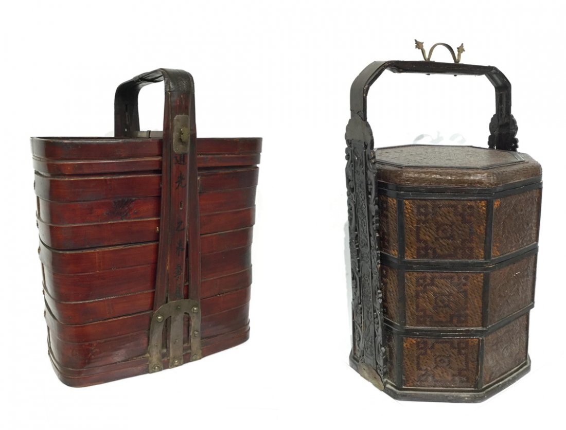 (2) Antique Chinese lacquer wedding baskets (1 of 8)