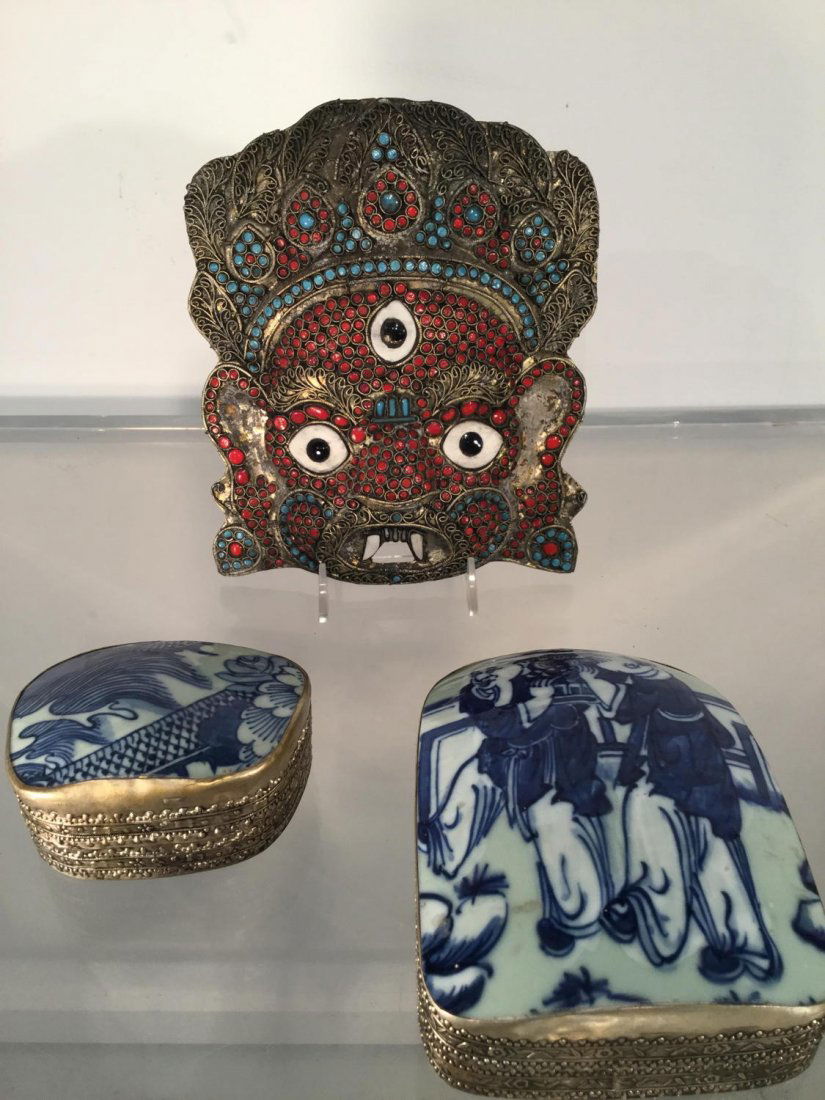 (3) Chinese, Himalayan metal mounted objects (1 of 9)
