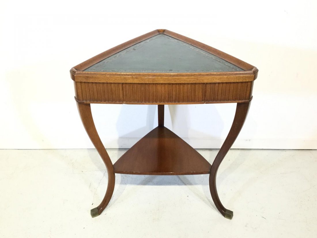 Parzinger style leather top occasional table (1 of 9)
