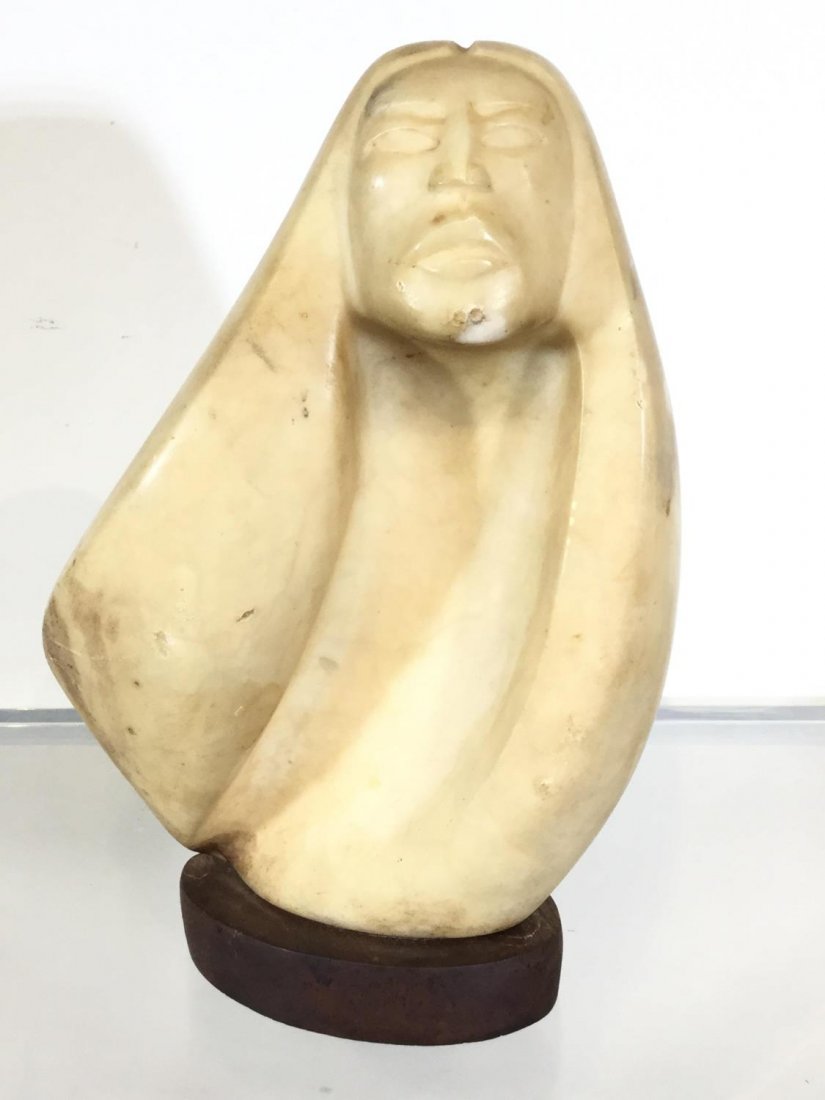 Bruce LaFountain (Native American, b. 1961): Bruce LaFountain (Native American, b. 1961), Marble bust, signed, 10.5"h x 7.5"w x 4.5"d