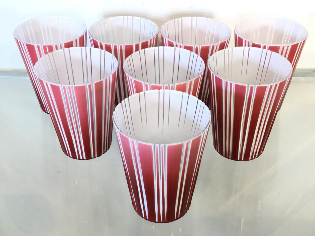 Set (8) Modern cased and cut glass drinking cups (1 of 8)