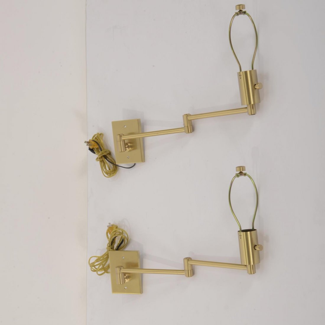 Pair Hansen style brass swing-arm reading lamps (1 of 7)
