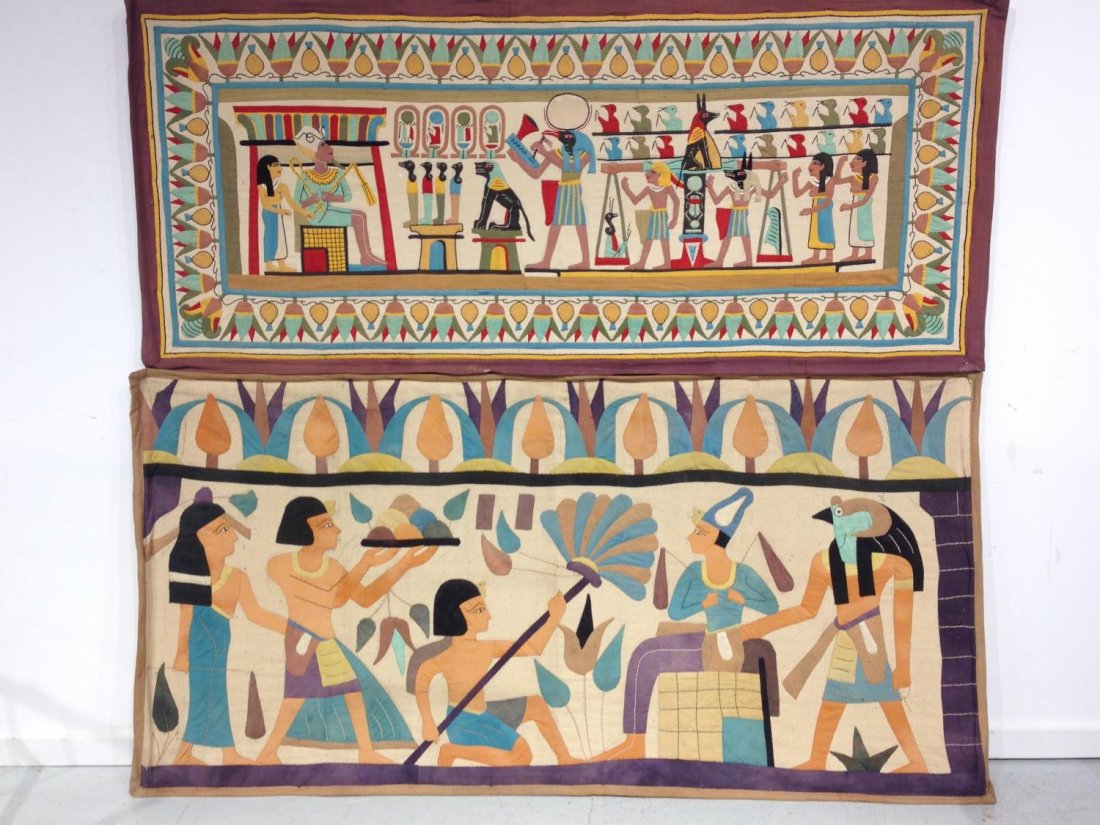 (2) Egyptian Revival style textile wall hangings (1 of 10)