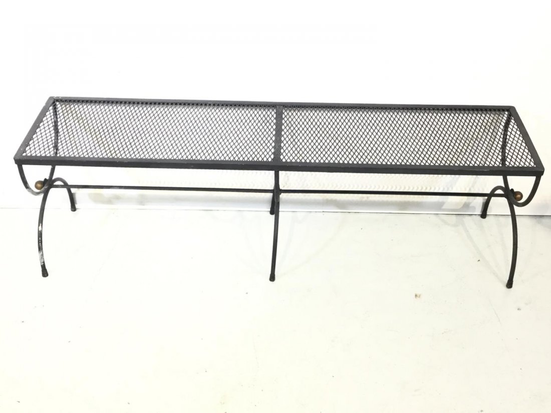 Hollywood Regency iron and brass bench (1 of 8)