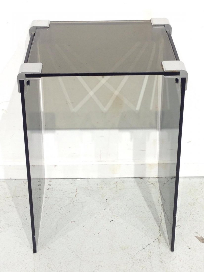 Pace style smoked glass, aluminum side table (1 of 9)