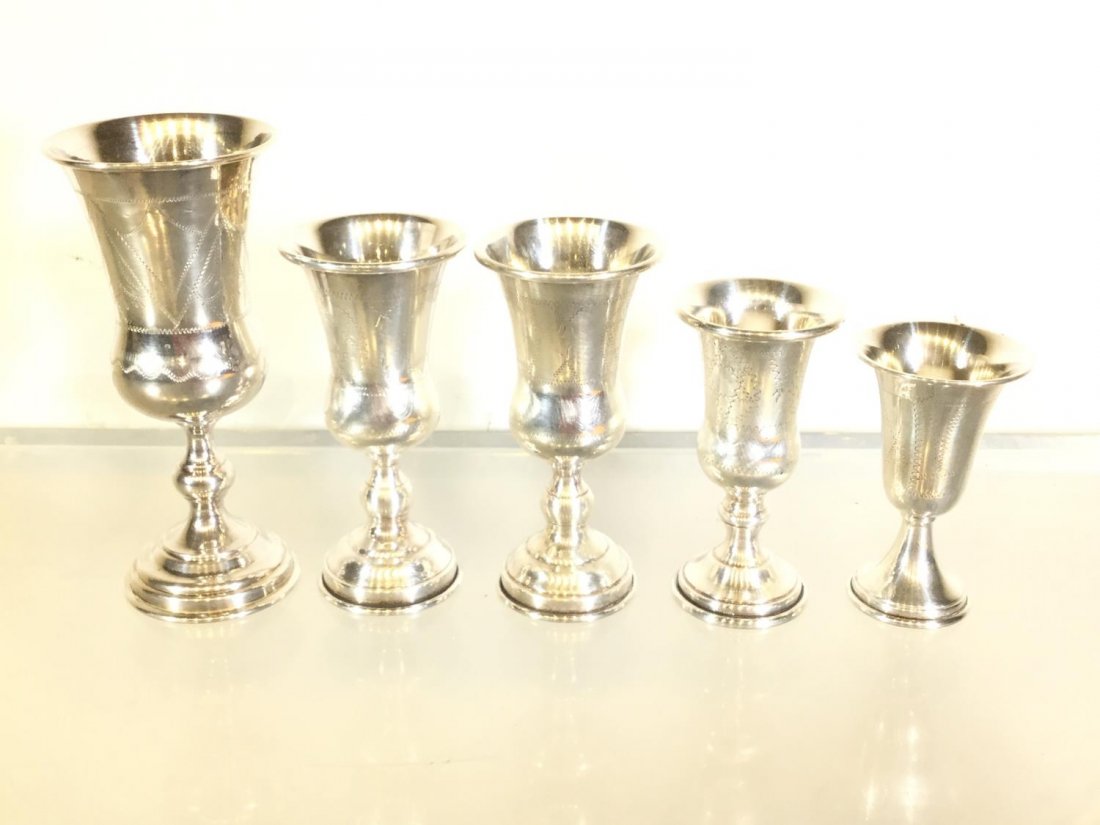 (5) Russian silver and sterling Kiddush cups (1 of 7)