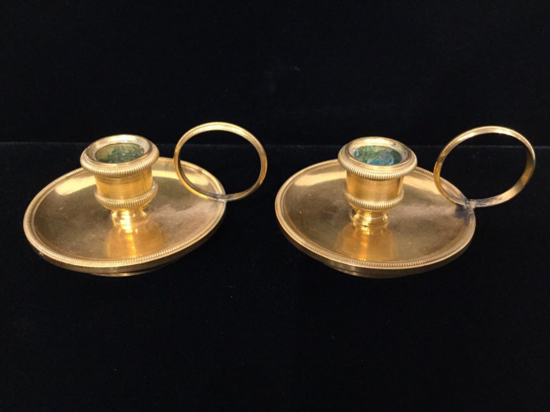 Pair fine mercury gilded diminutive chambersticks (1 of 7)