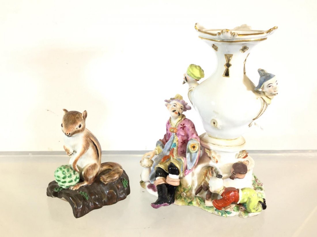 (2) antique Continental porcelain figure groups (1 of 8)