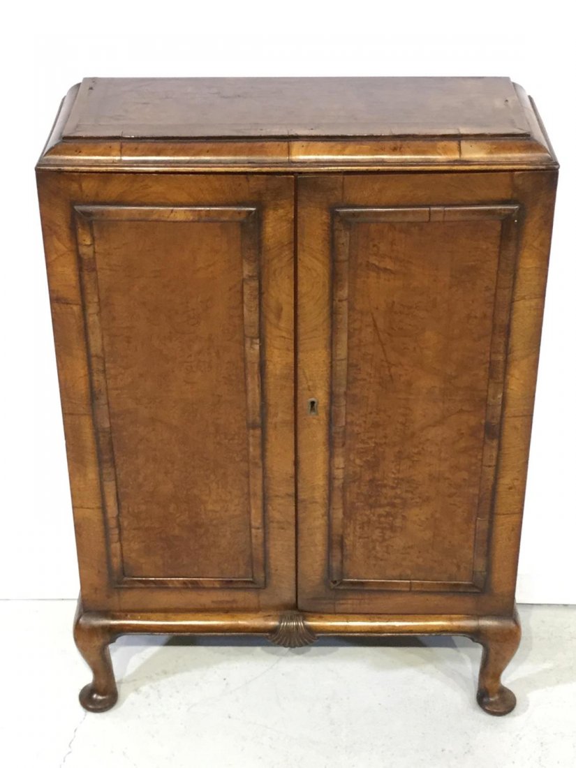 George II style burl walnut diminutive cabinet (1 of 9)