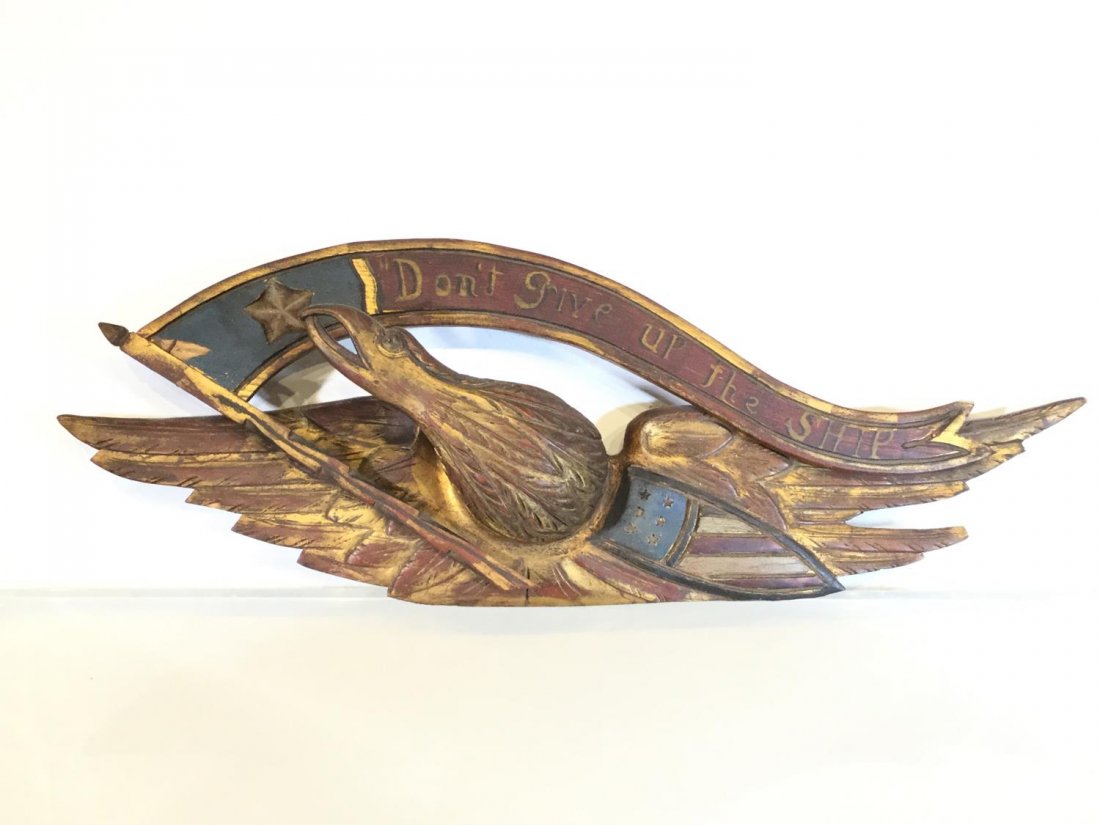 Bellamy style carved wood eagle plaque (1 of 9)