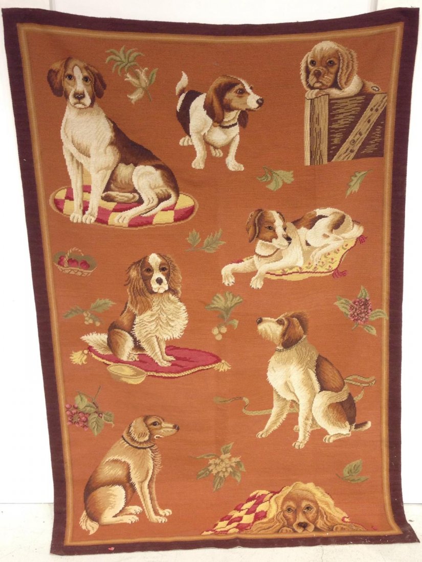 Hand worked needlepoint dog rug (1 of 10)