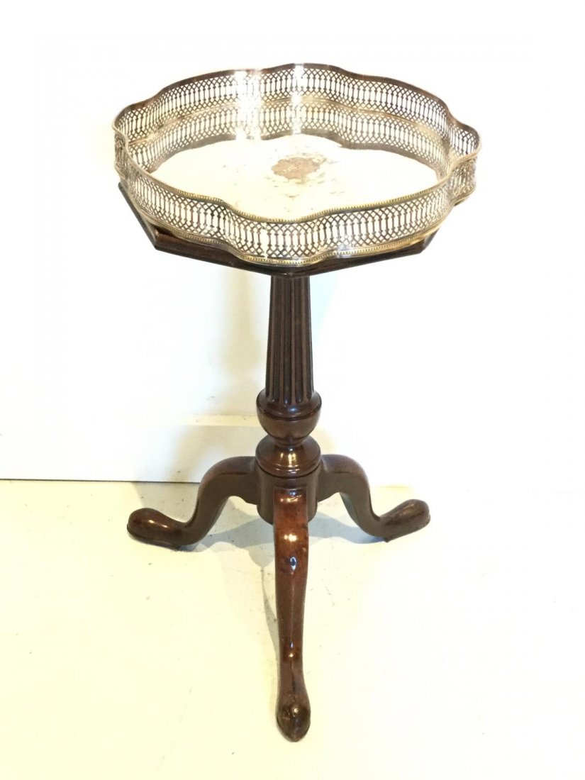 George III tripod table and plated gallery tray (1 of 9)